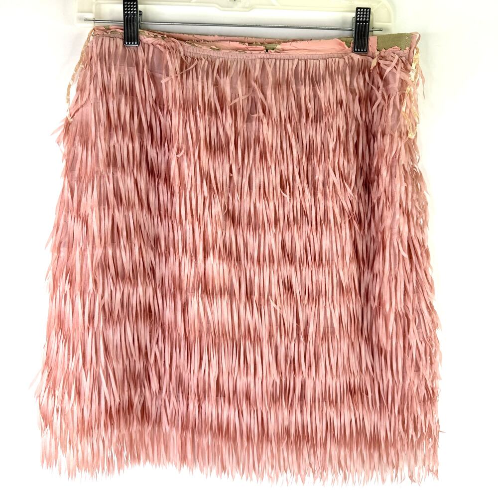 Mate Mare Anthropologie Pink Bran Fringe Mini Skirt
